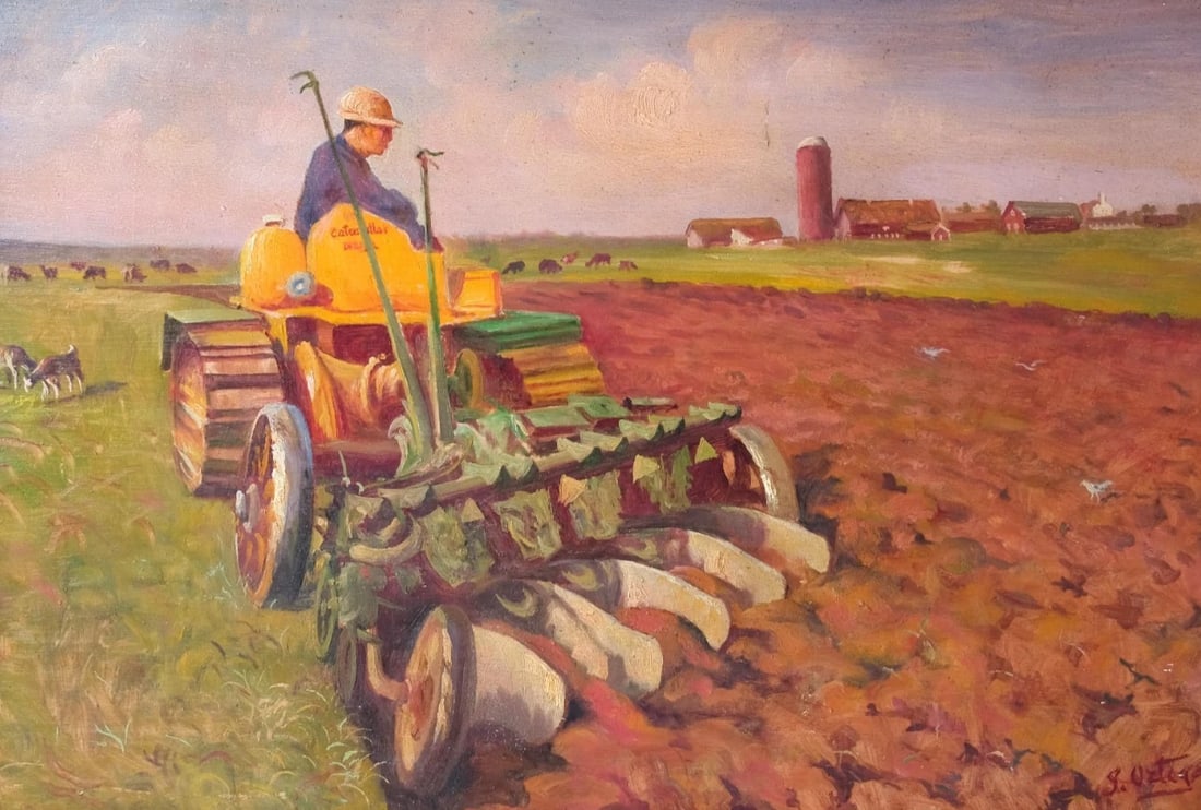 José ORTEGA (1921-1990) Farming Man Working on the Field Painting: Title:José ORTEGA (1921-1990) Farming Man Working on the Field PaintingDescription:José ORTEGA (1921-1990) Farming Man Working on the Field Painting Oil on wood 41 x 61 cm / 16.14 x 24.01