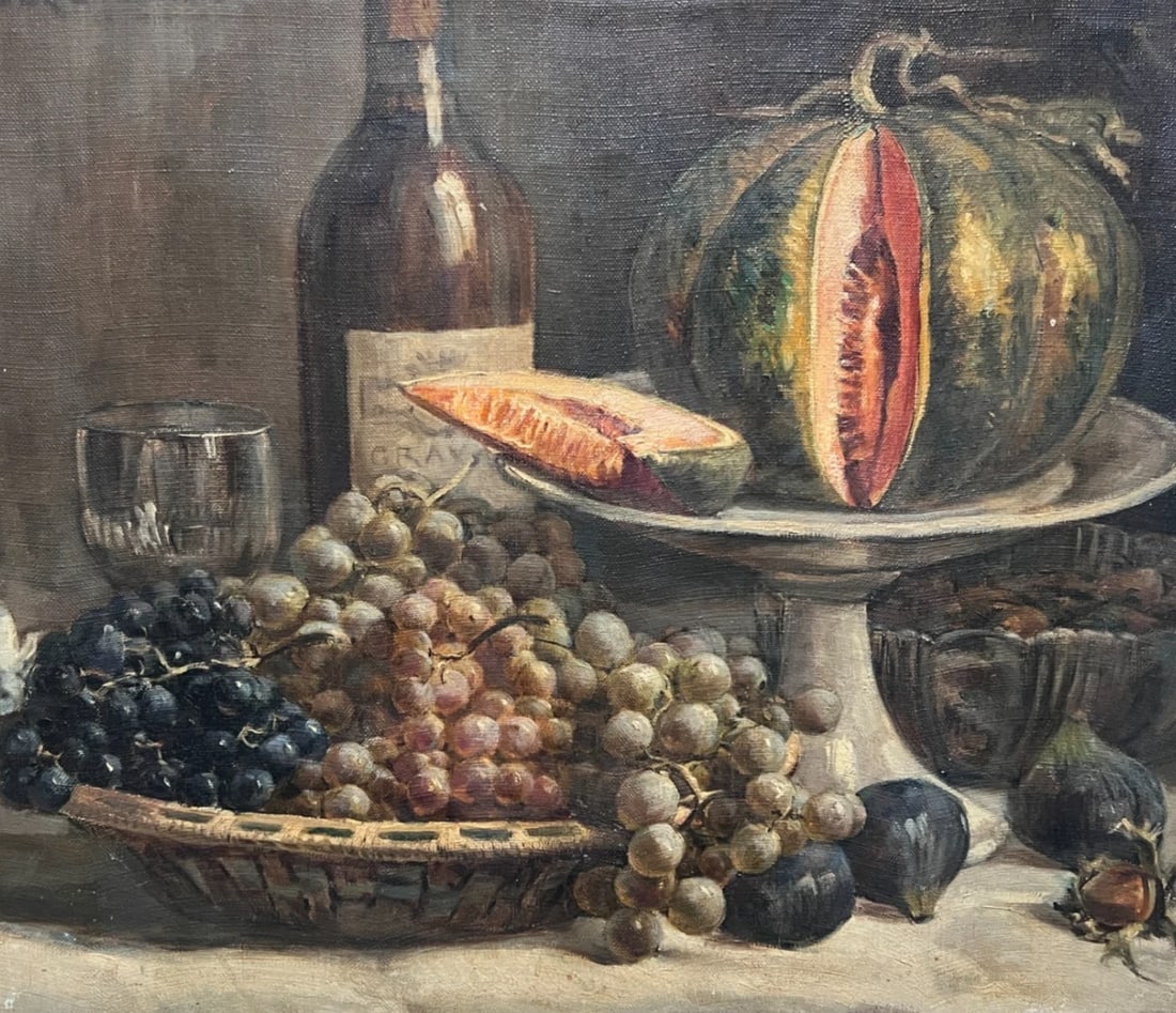 Painting by Gaston PLOQUIN (1882-1970) Grapes, Fruit Still Life: Title:Painting by Gaston PLOQUIN (1882-1970) Grapes, Fruit Still LifeDescription:Oil on canvas 46 x 38 cm Reserve: $400.00 Shipping:Domestic: Flat-rate of $60.00 to anywhere within the contiguous