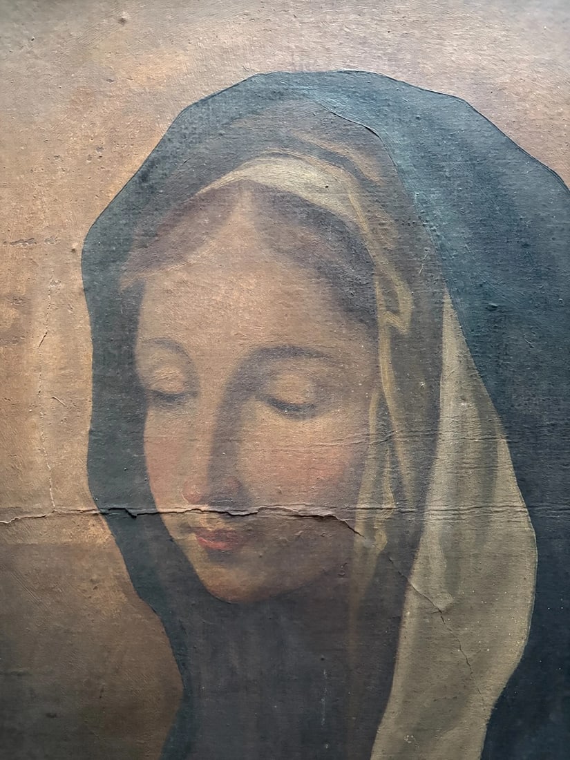 Mary, Bible, Religious, Portrait, People - Painting Antique Original - 3