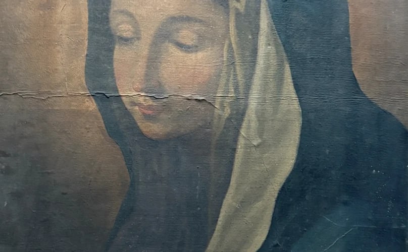 Mary, Bible, Religious, Portrait, People - Painting Antique Original - 5