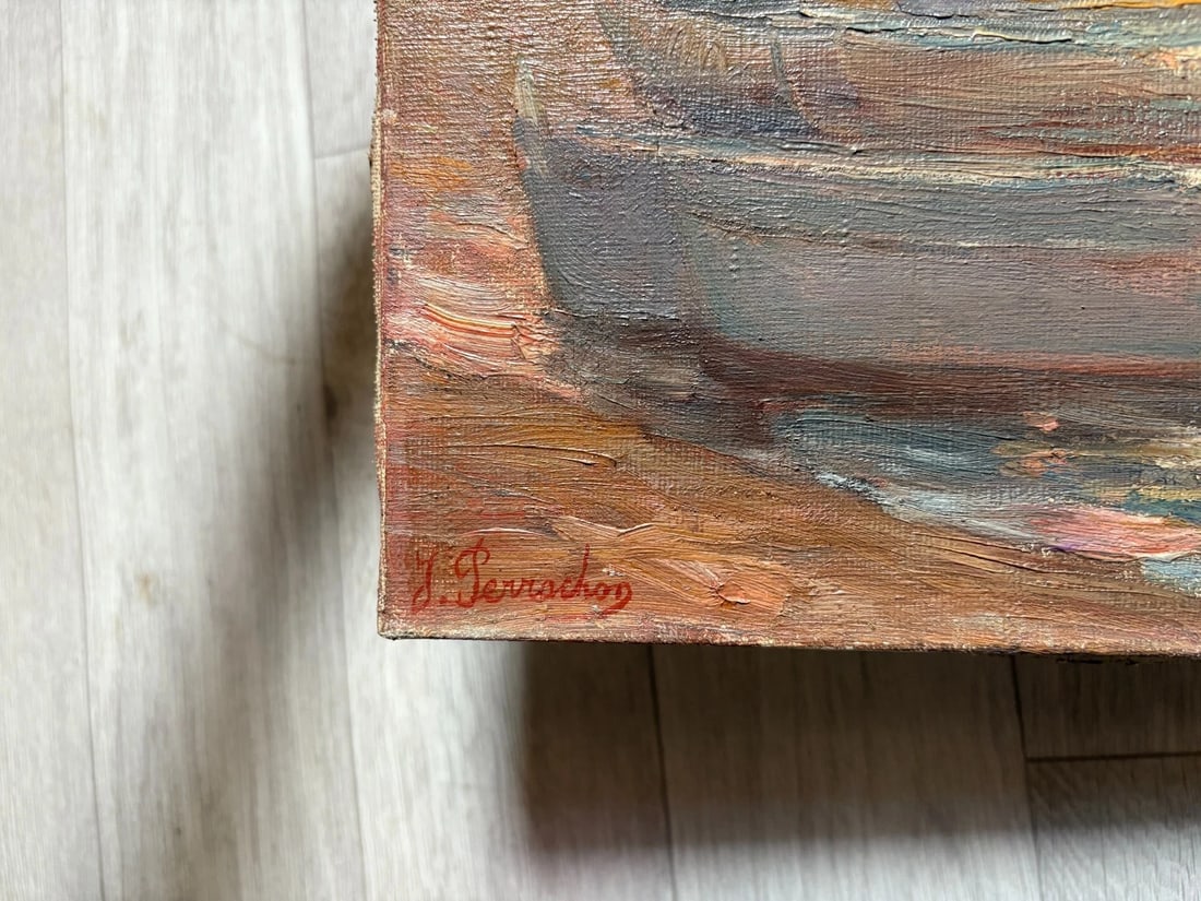 Joseph PERRACHON (1883-1969) Seascape, Boats - Painting Antique Original signed - 7