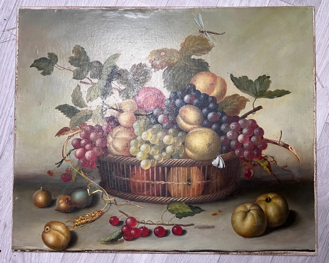 Painting Still Life Fruits Grapes and Apples - 2