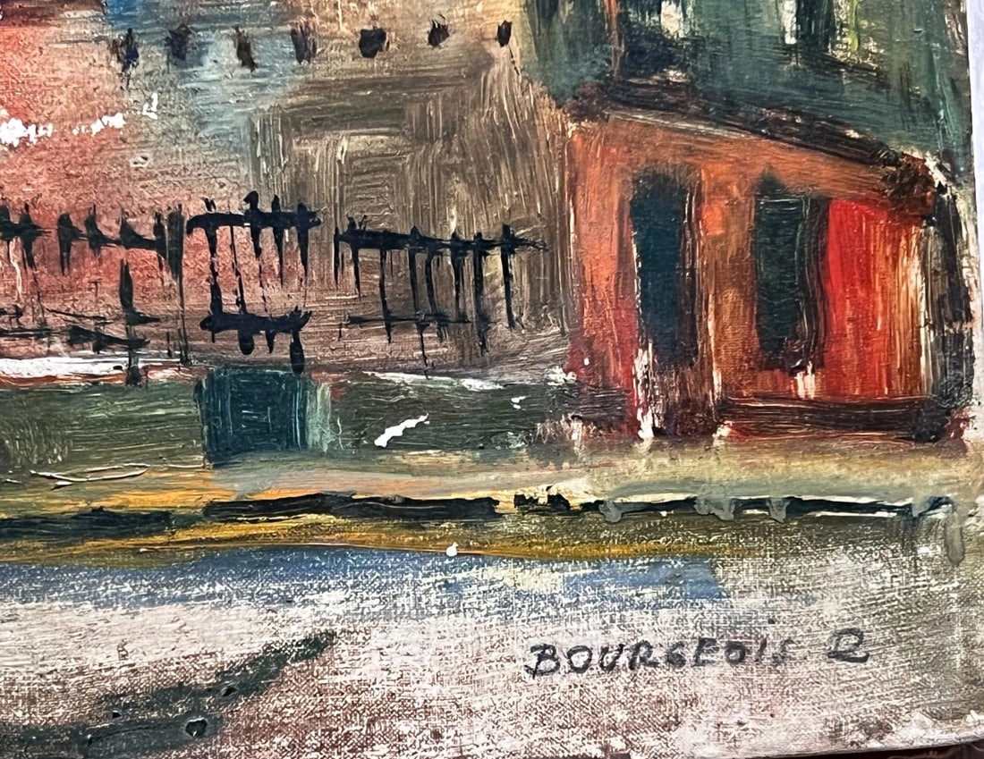 Painting Orange Cityview Landscape signed - 7