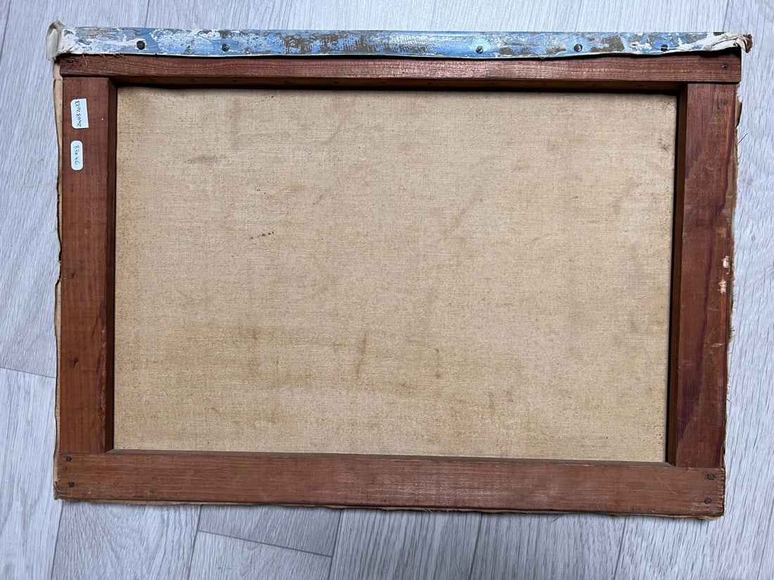 Painting Orange Cityview Landscape signed - 8