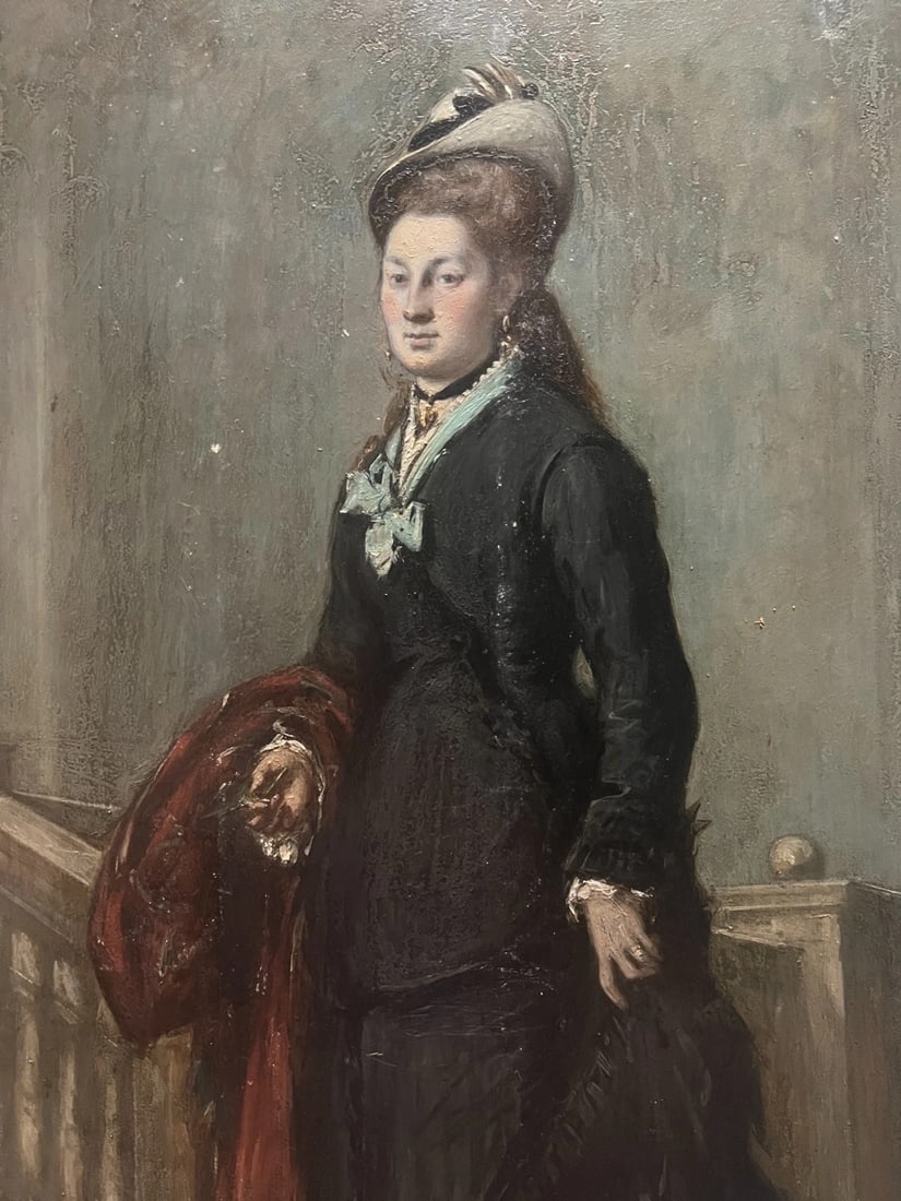 Pierre ANDRIEU (1821-1892) Woman with Hat Portrait Painting - 7