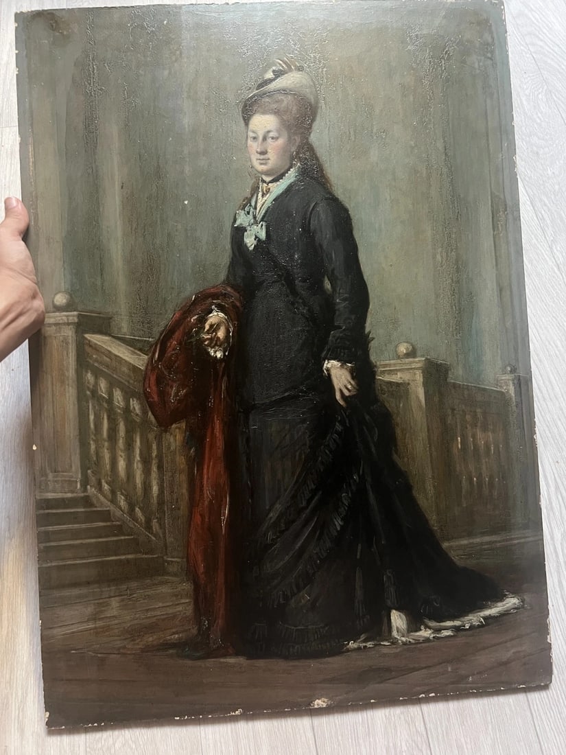 Pierre ANDRIEU (1821-1892) Woman with Hat Portrait Painting - 8