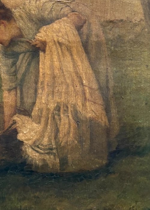 Antique Painting Original Woman, Laundry, Portrait, Working Life signed 1890 - 5