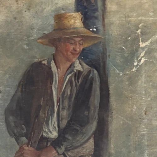 Antique Painting Original Man Portrait Peasant signed 1898 - 3