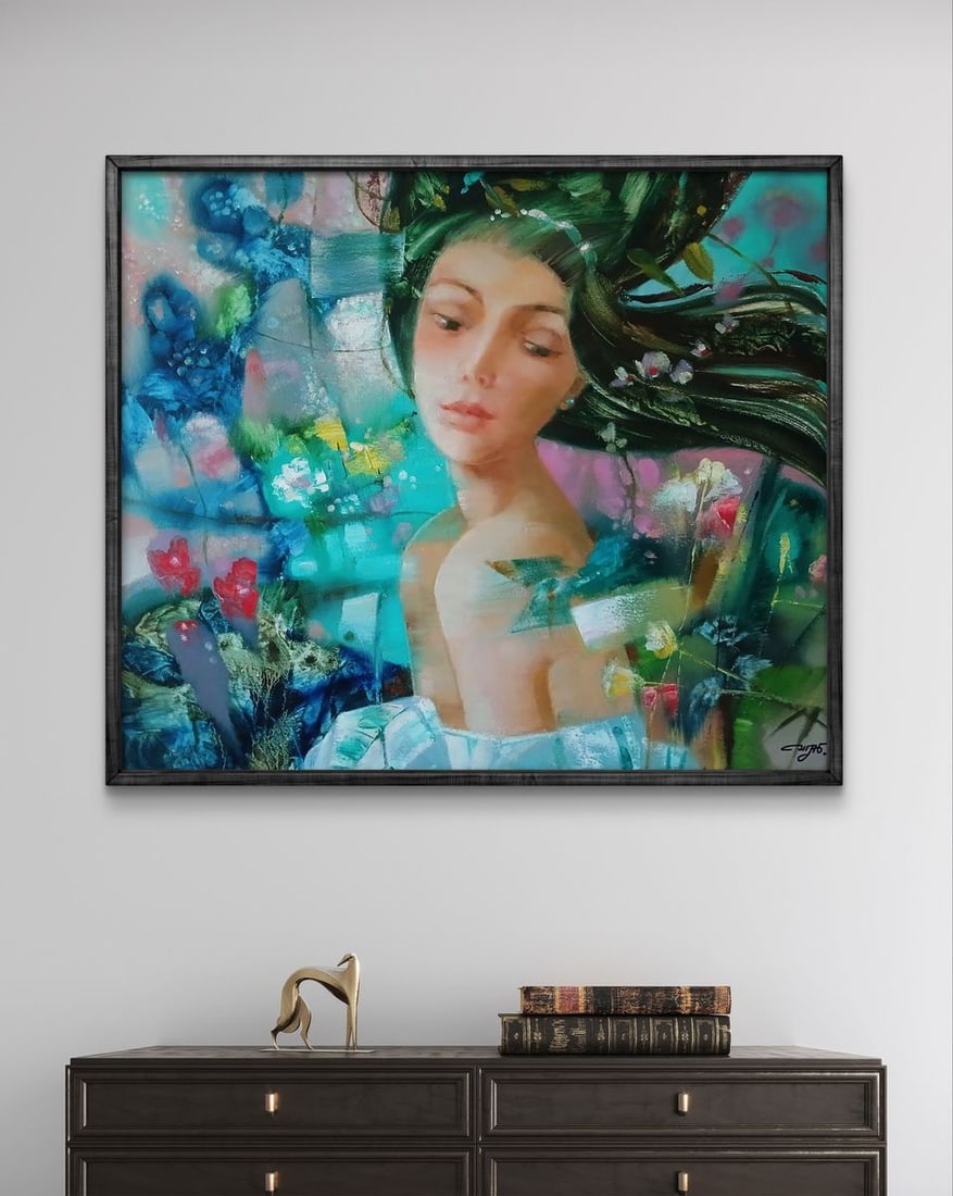 Abstract oil painting The girl is dreaming Anatoly Tarabanov - 3