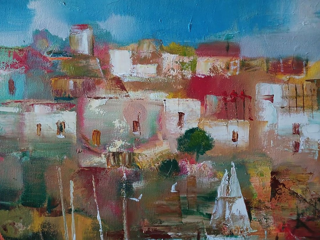 Abstract oil painting A city by the sea Anatoly Tarabanov - 4