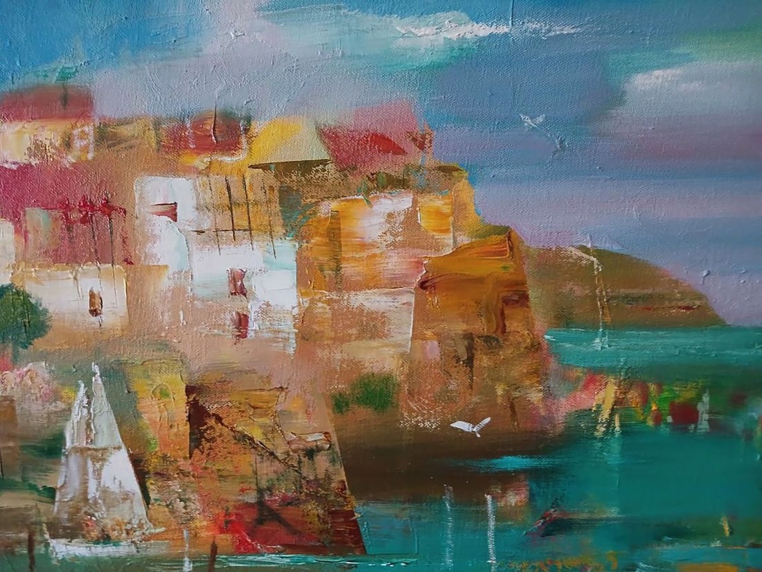 Abstract oil painting A city by the sea Anatoly Tarabanov - 6