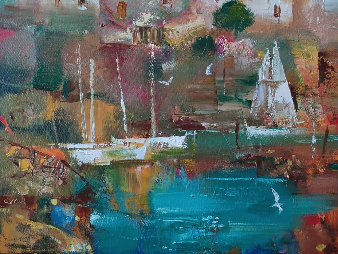 Abstract oil painting A city by the sea Anatoly Tarabanov - 9