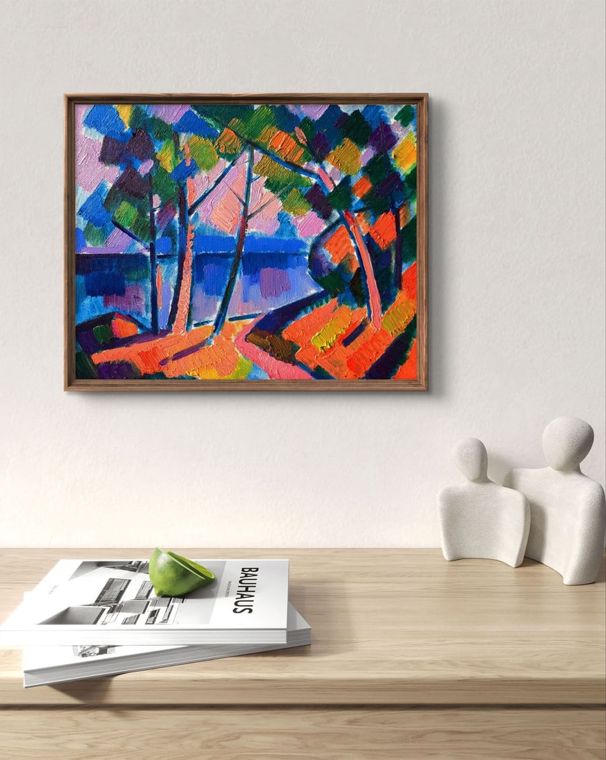 Oil painting Guardian trees by the river Pavel Dobrev - 2