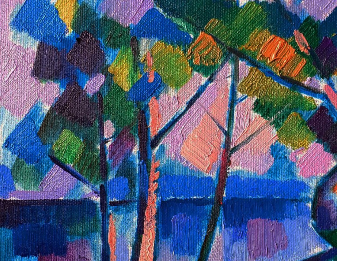 Oil painting Guardian trees by the river Pavel Dobrev - 4