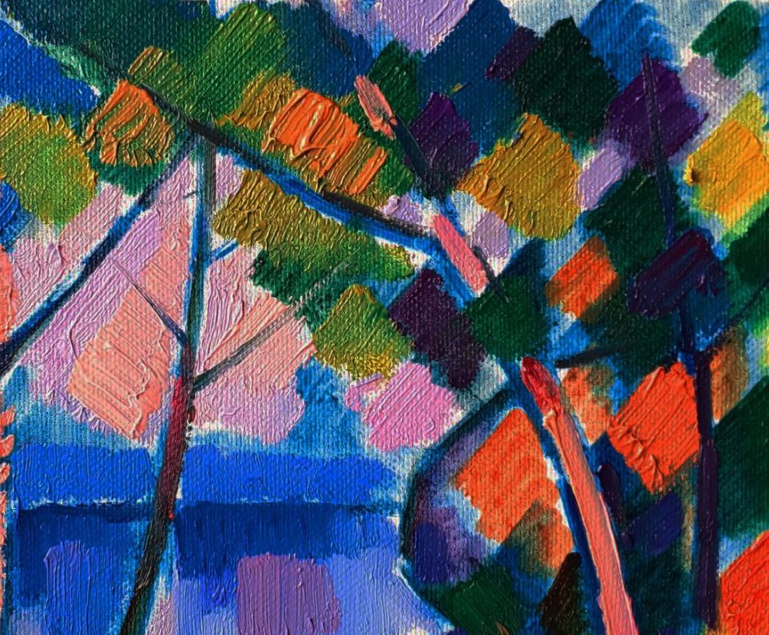 Oil painting Guardian trees by the river Pavel Dobrev - 5