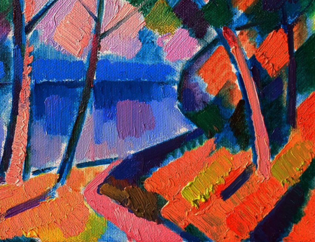 Oil painting Guardian trees by the river Pavel Dobrev - 7