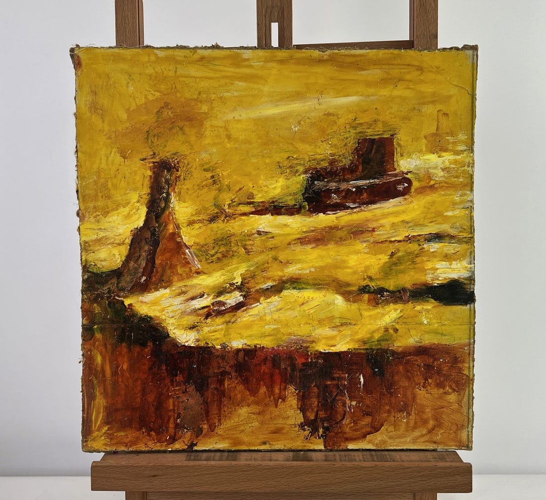 Oil painting Hot days in the field Vadim Aksenov: Title: Oil painting Hot days in the field Vadim Aksenov Description: №AAA5018The oil painting on hardboard titled "Hot days in the field" radiates with an intense warmth that captures the