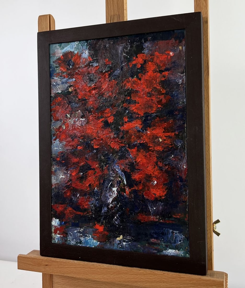 Oil painting Red bouquet of flowers Vadim Aksenov - 2