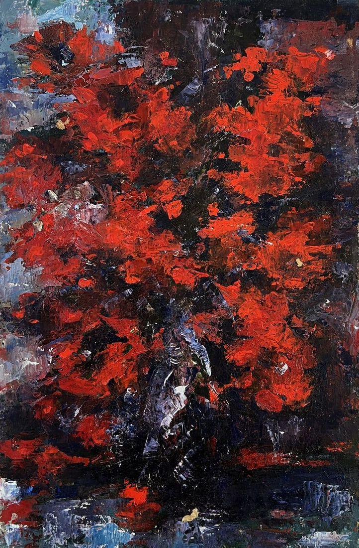 Oil painting Red bouquet of flowers Vadim Aksenov - 3