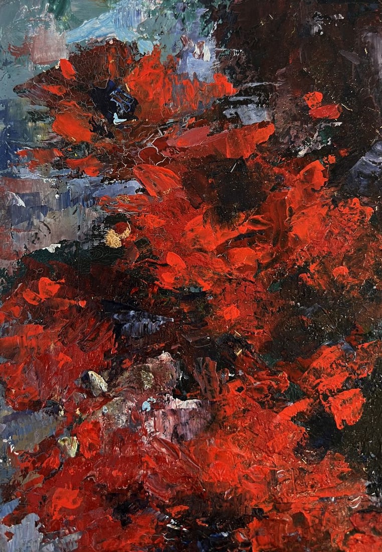 Oil painting Red bouquet of flowers Vadim Aksenov - 5