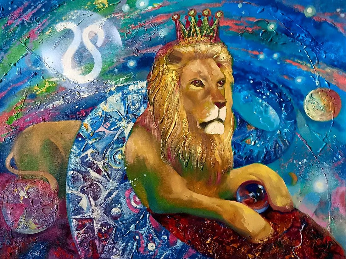 Abstract oil painting Zodiac sign Leo Anatoly Borisovich Tarabanov: Title: Abstract oil painting Zodiac sign Leo Anatoly Borisovich Tarabanov Description: №Tar 301"Zodiac sign Leo" is an enchanting oil painting that effortlessly captures the essence of
