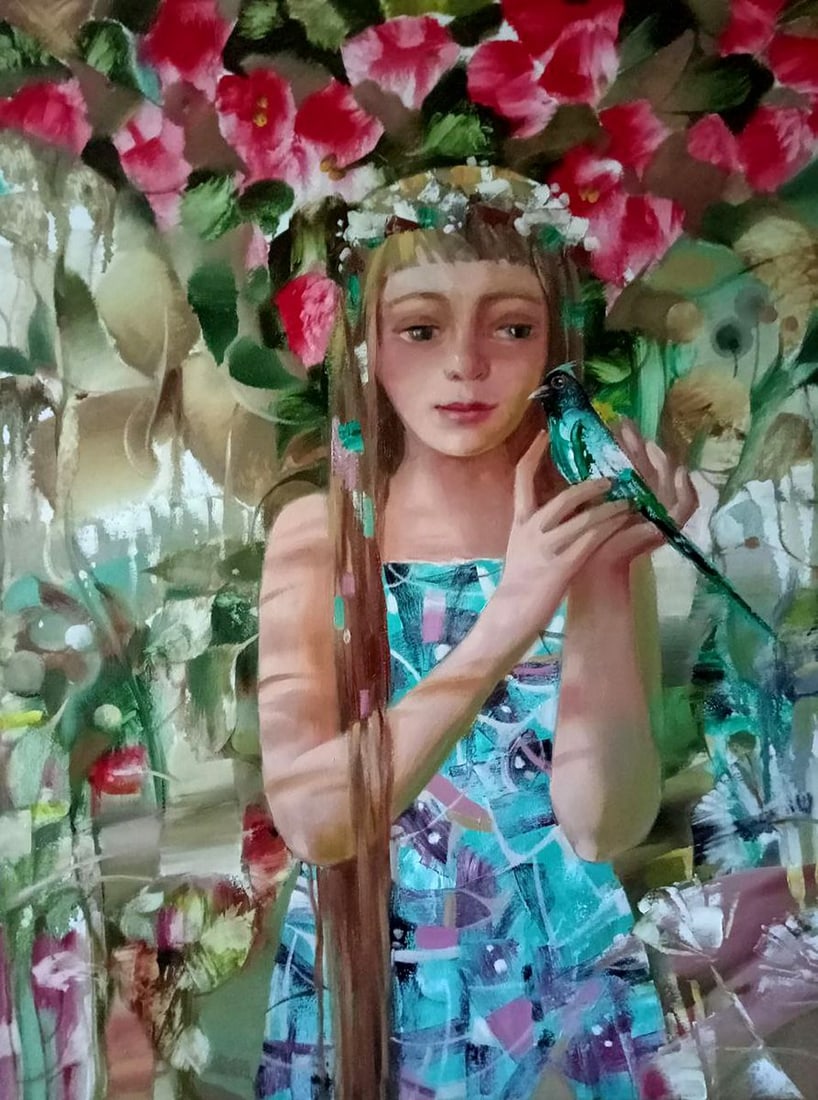 Abstract oil painting Small bird Anatoly Borisovich Tarabanov: Title: Abstract oil painting Small bird Anatoly Borisovich Tarabanov Description: №Tar 310"Little Bird" is a captivating oil painting that seamlessly blends abstraction with a touch of whimsy.