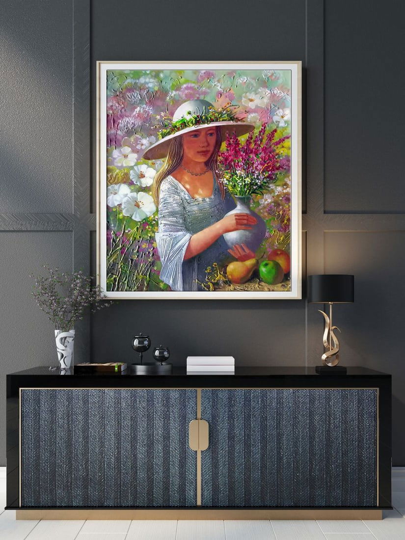 Abstract oil painting Girl with a bouquet Anatoly Borisovich Tarabanov - 2