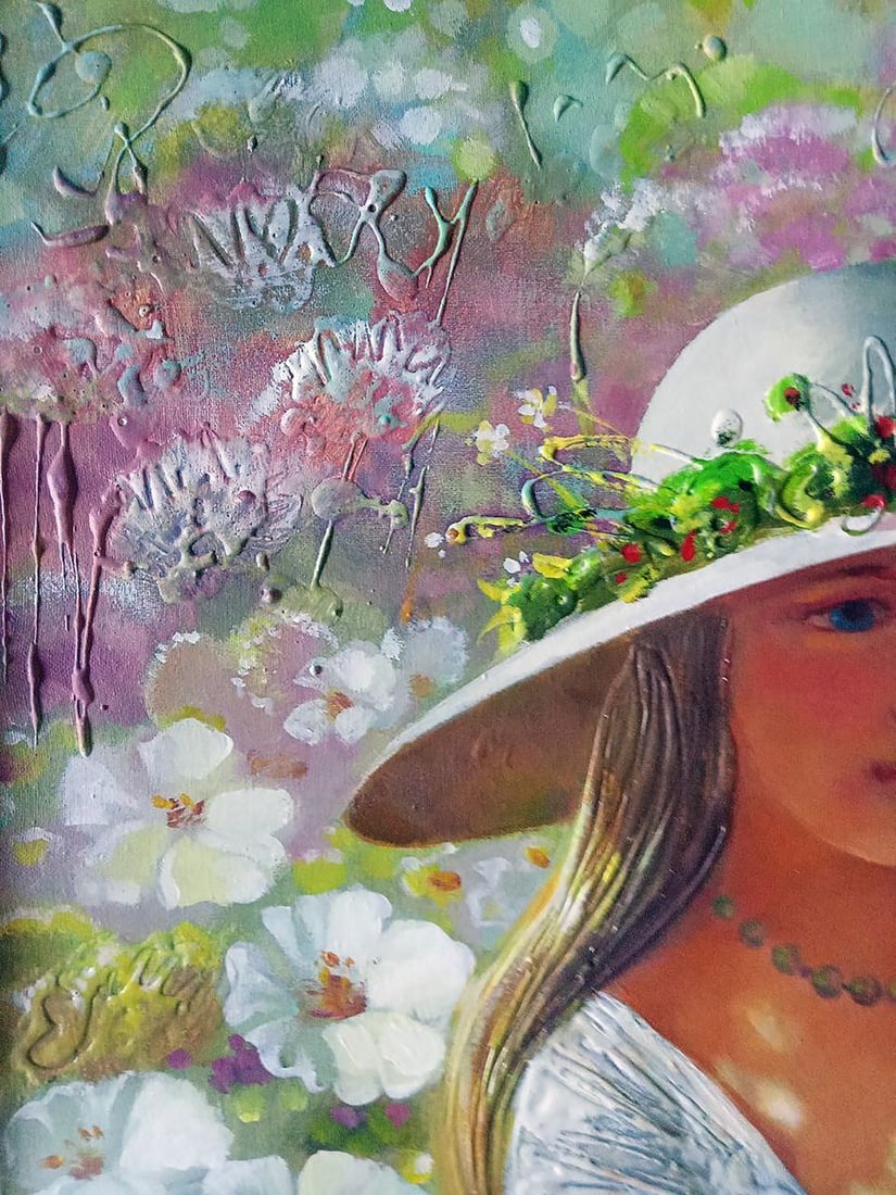 Abstract oil painting Girl with a bouquet Anatoly Borisovich Tarabanov - 4