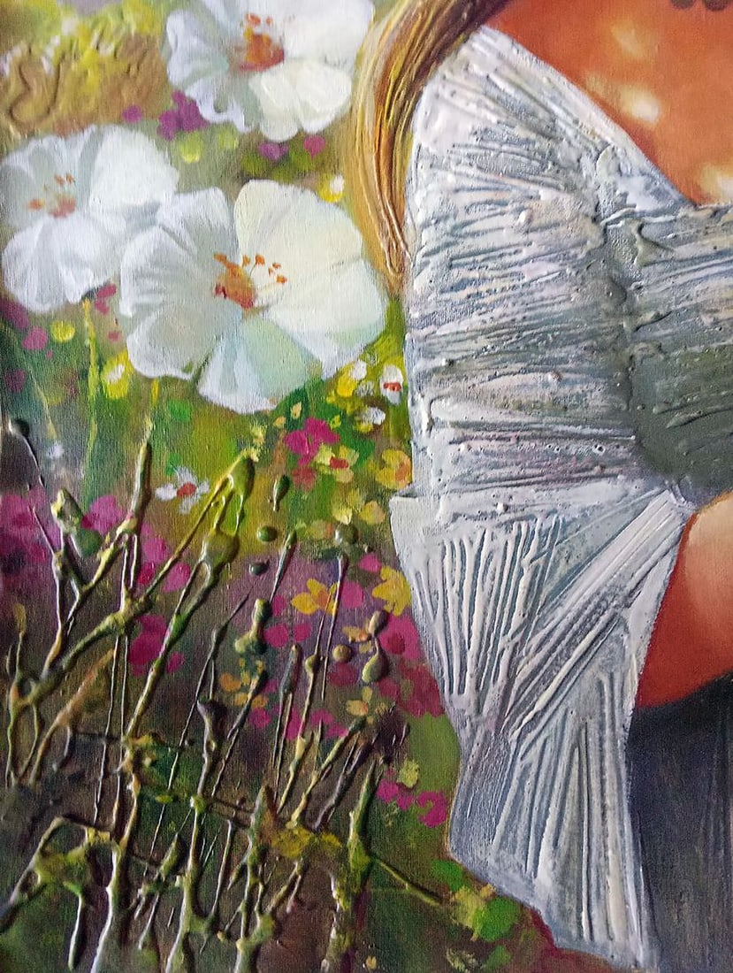 Abstract oil painting Girl with a bouquet Anatoly Borisovich Tarabanov - 5