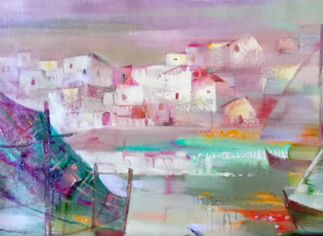 Abstract oil painting Harbor Anatoly Borisovich Tarabanov - 6