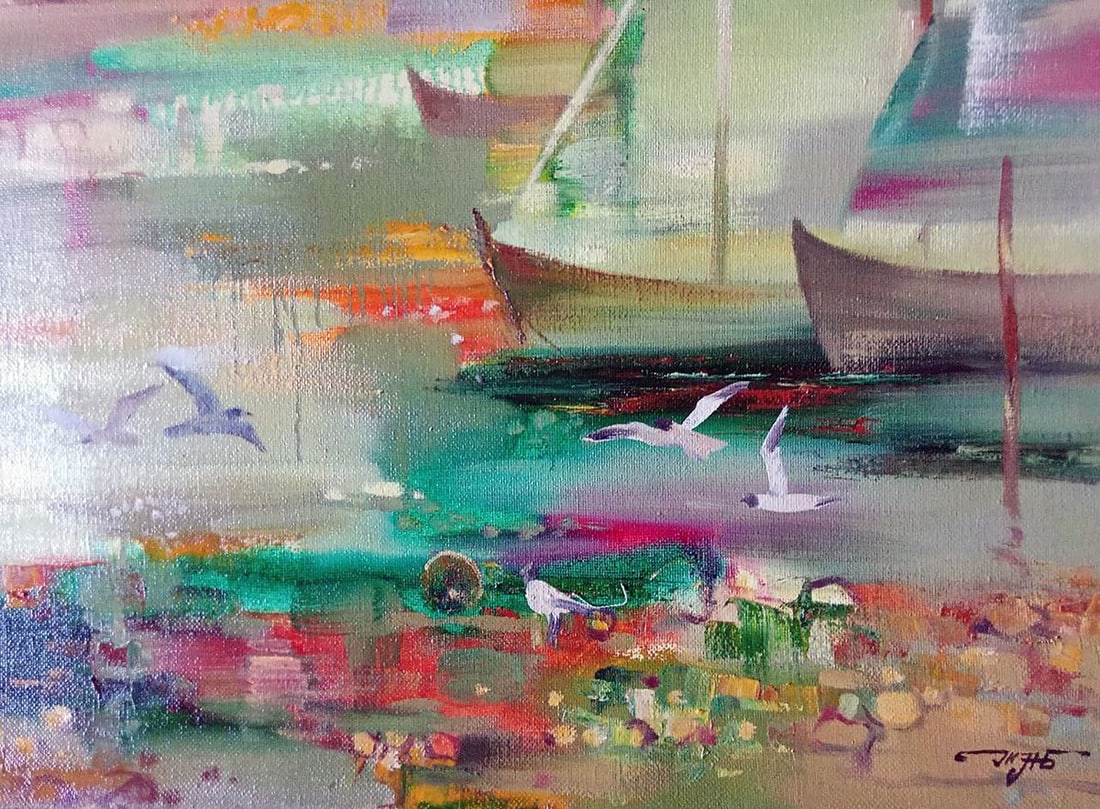 Abstract oil painting Harbor Anatoly Borisovich Tarabanov - 7