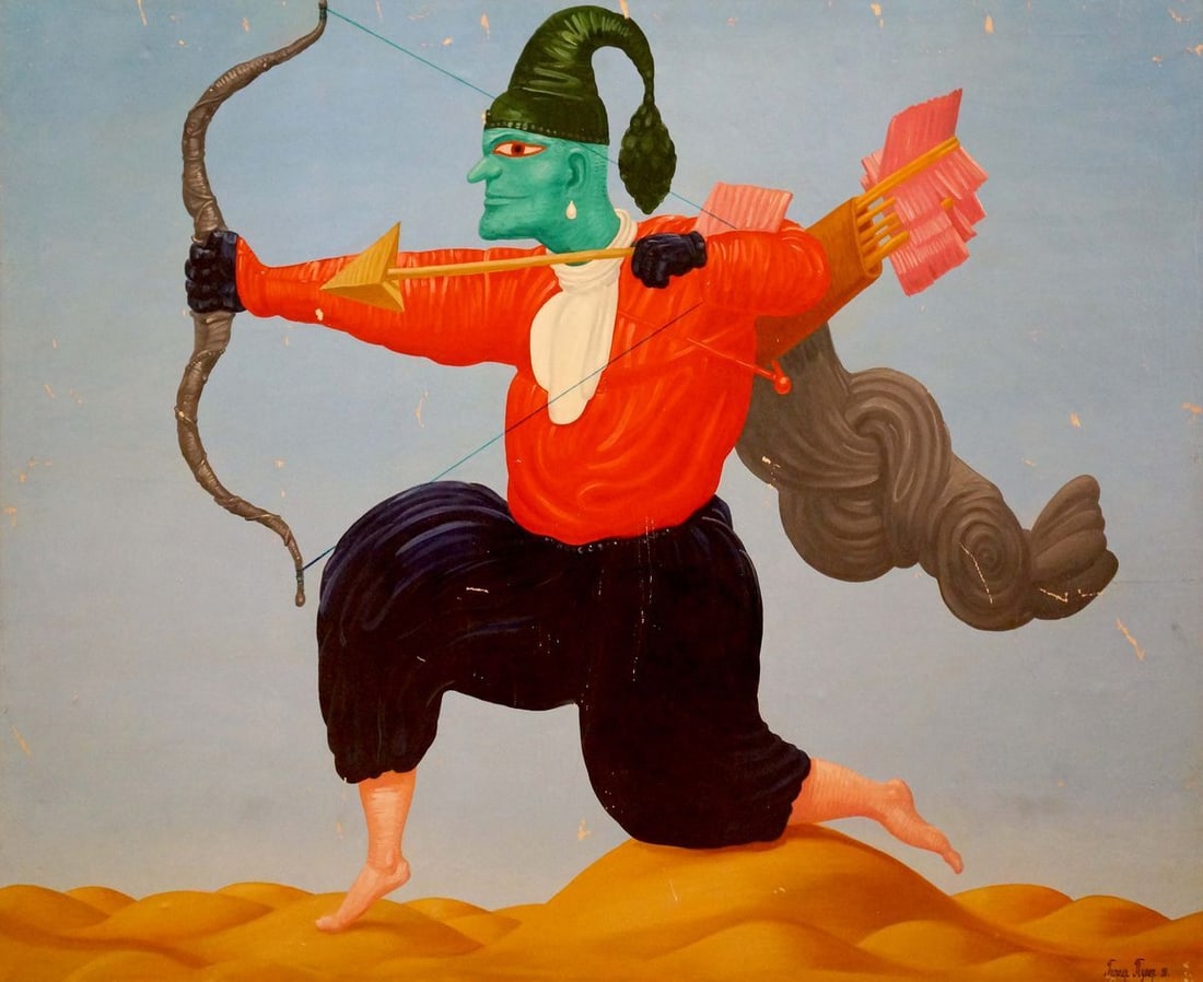 Abstract oil painting Archer Portrait Kuznetsov Victor Alexandrovich (Gipper Puper): Title: Abstract oil painting Archer Portrait Kuznetsov Victor Alexandrovich (Gipper Puper) Description: №Verne 283 *** ABOUT THIS PAINTING *** * TITLE: "Archer Portrait" * ARTISTS: Kuznetsov