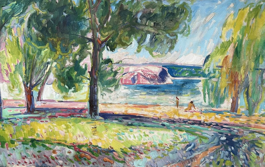 Abstract oil painting on the beach Peter Tovpev: Title: Abstract oil painting on the beach Peter Tovpev Description: №Dobr 830 *** ABOUT THIS PAINTING *** * TITLE "on the beach" * ARTISTS Peter Tovpev * SIZE: 45x73 cm/'17.71x28.74 inches' *