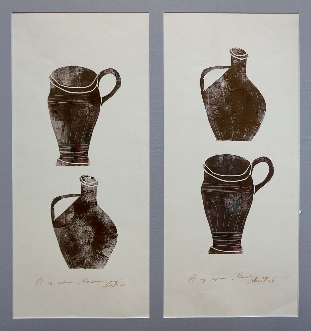 Abstract painting Vases Albina Yaloz: Title: Abstract painting Vases Albina Yaloz Description: №Verns 787 *** ABOUT THIS PAINTING *** * TITLE: "Vases" * ARTISTS: Albina Yaloz * SIZE: 68x64 cm/'26.77x25.19 inches' * MEDIUM: cardboard