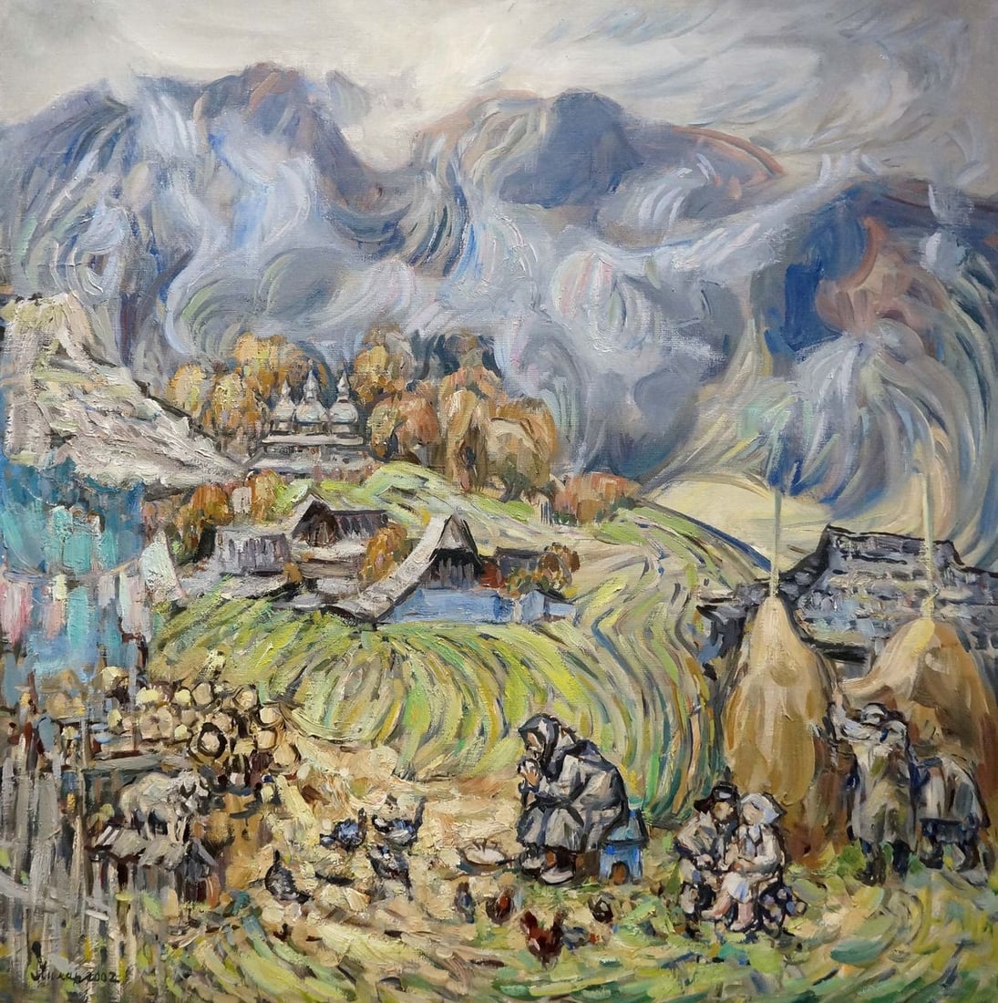 Abstract oil painting Rural landscape: Title: Abstract oil painting Rural landscape Description: №Verns 917 *** ABOUT THIS PAINTING *** * TITLE: "Rural landscape" * ARTISTS: Unknown artist * SIZE: 95x95 cm/'37.40x37.40 inches' * MEDI