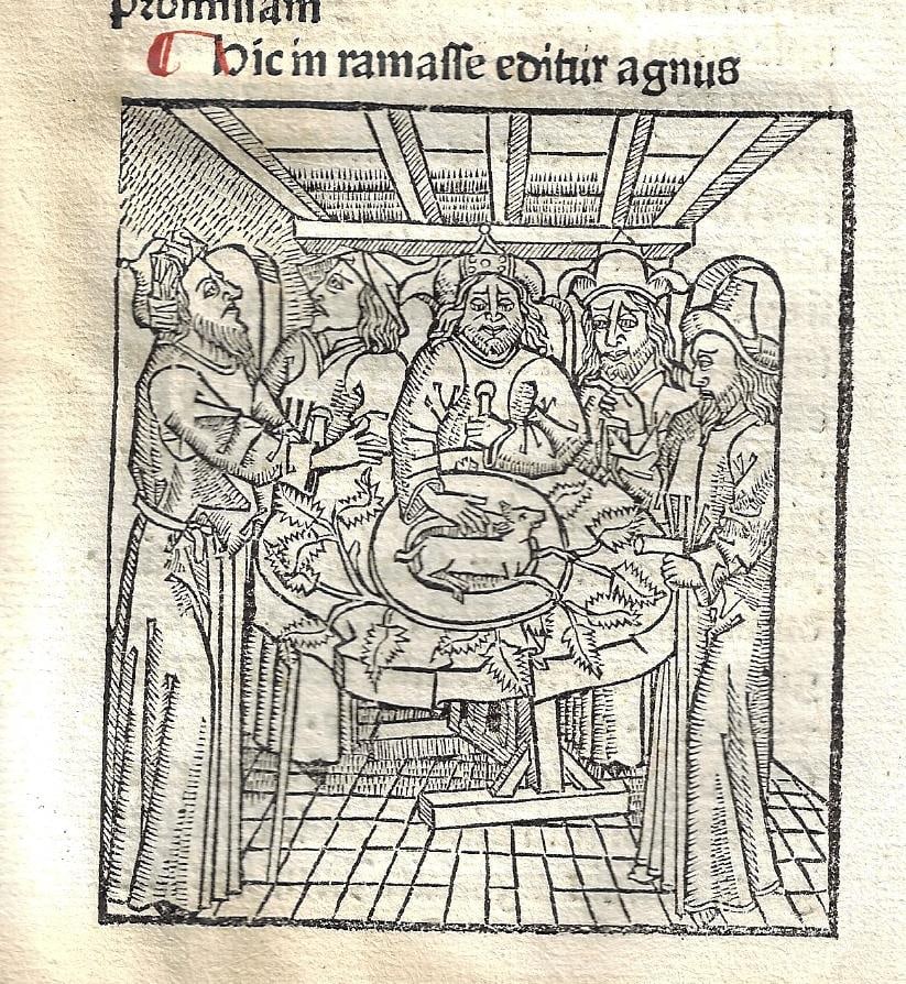 1475 Incunabula Leaf Woodcut Story of Passover - 3