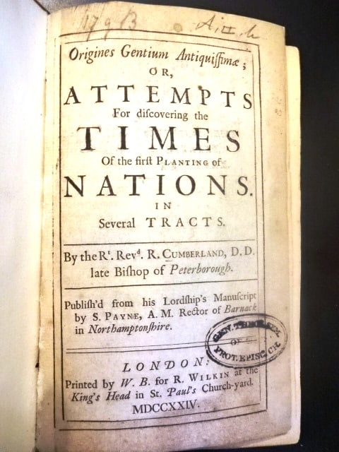 1724 Attempts for Discovering Planting of Nations: Title: 1724 Attempts for Discovering Planting of Nations Additional Information: “Origines Gentium Antiquissimae, or Attempts for Discovering the Times of the First Planting of Nations in Severa