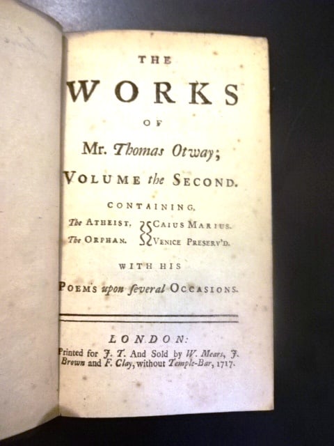 1717 Two Vol Works of Thomas Otway - 2