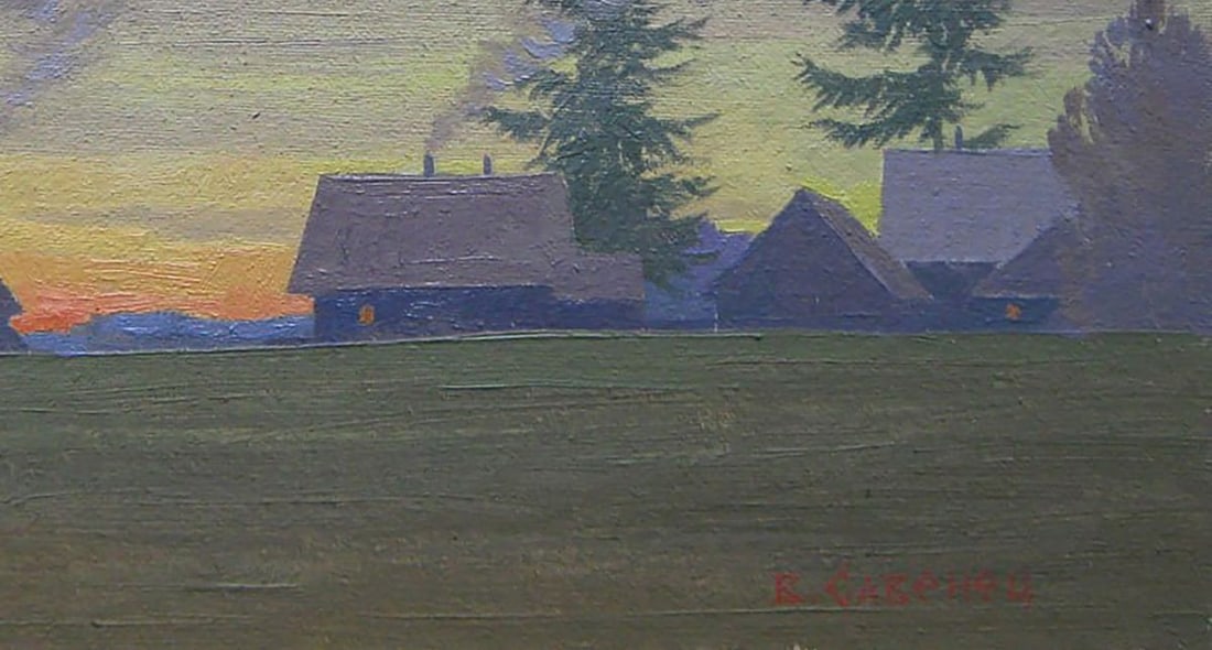Oil painting Spring evening in the village Valery Savenets - 2
