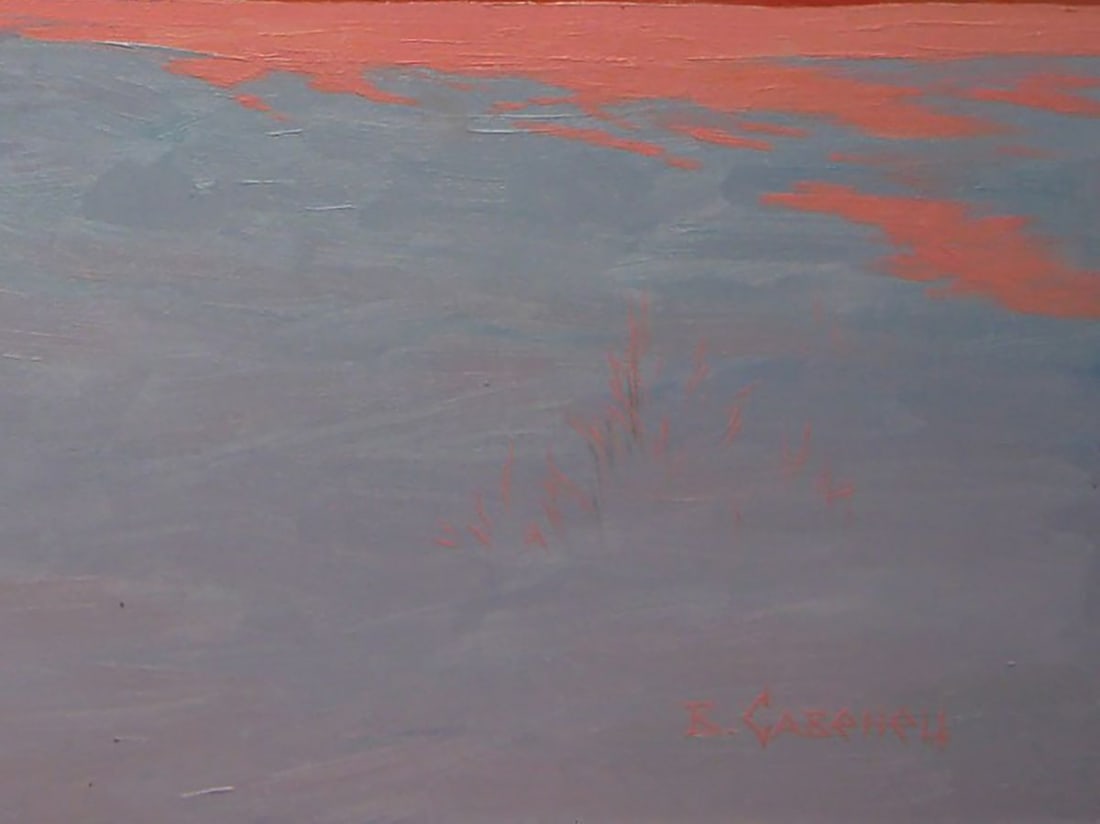 Oil painting Winter evening village Valery Savenets - 2