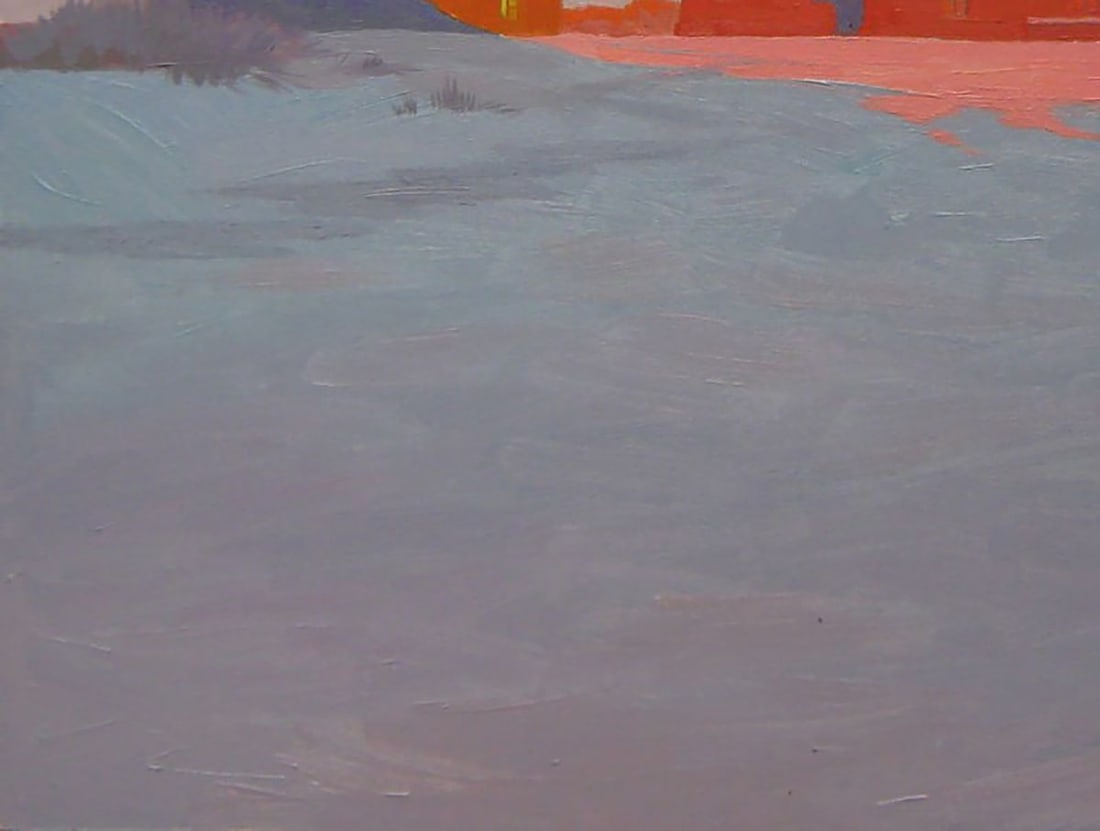 Oil painting Winter evening village Valery Savenets - 3