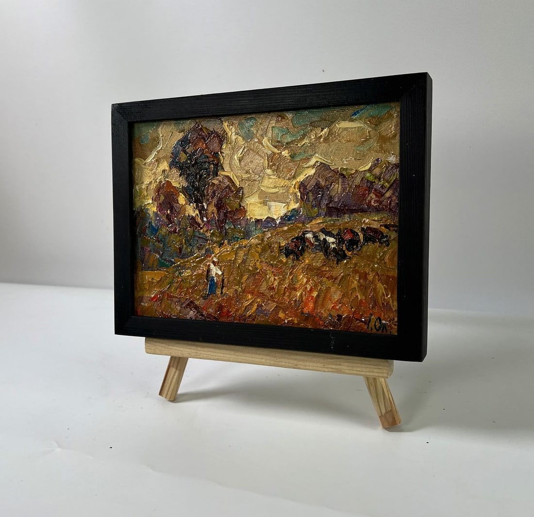 Oil painting Autumn cow grazing Oleksiy Ivanyuk - 2