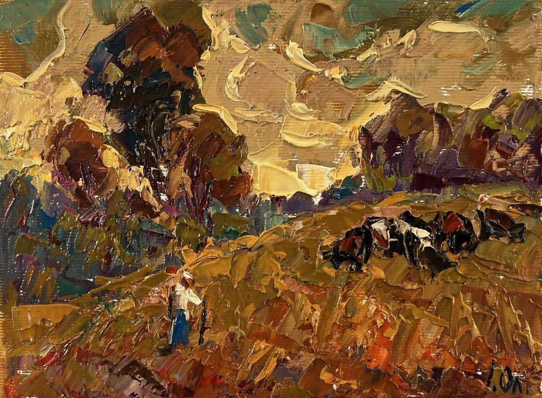Oil painting Autumn cow grazing Oleksiy Ivanyuk - 3