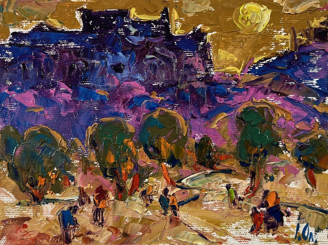 Oil painting Evening city park Oleksiy Ivanyuk - 3