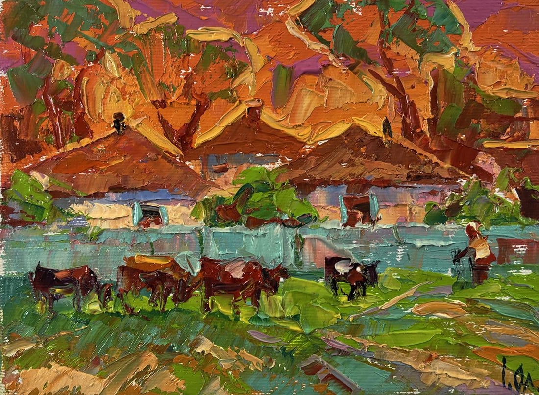 Oil painting Evening of the village Oleksiy Ivanyuk - 3