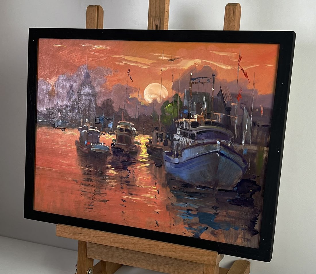 Oil painting Ferry with a romantic sunset Yuriy Suprunchuk - 2