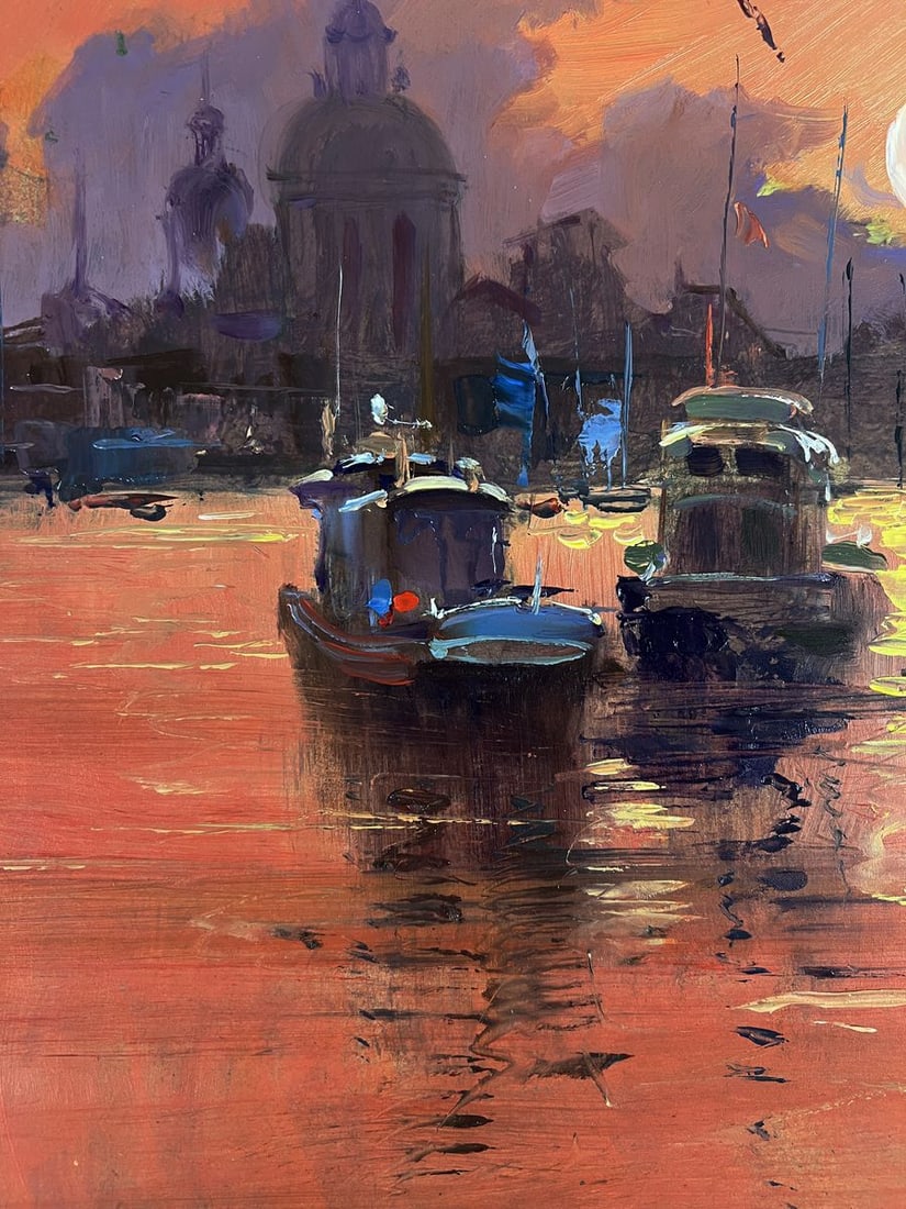 Oil painting Ferry with a romantic sunset Yuriy Suprunchuk - 5