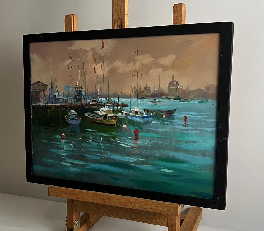 Oil painting Sunset at the city pier Yuriy Suprunchuk - 2