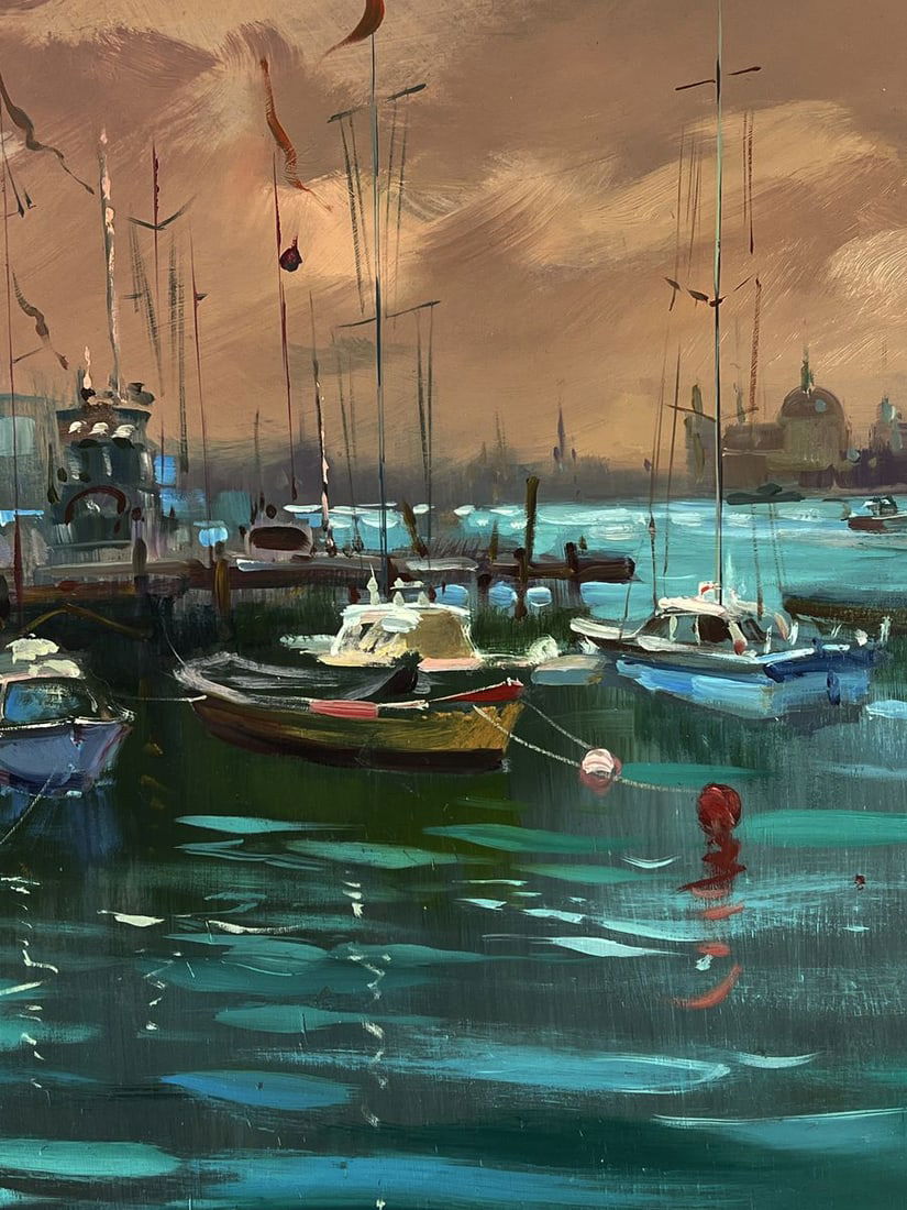 Oil painting Sunset at the city pier Yuriy Suprunchuk - 7