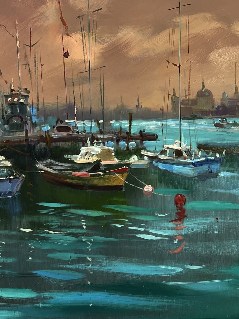 Oil painting Sunset at the city pier Yuriy Suprunchuk - 8